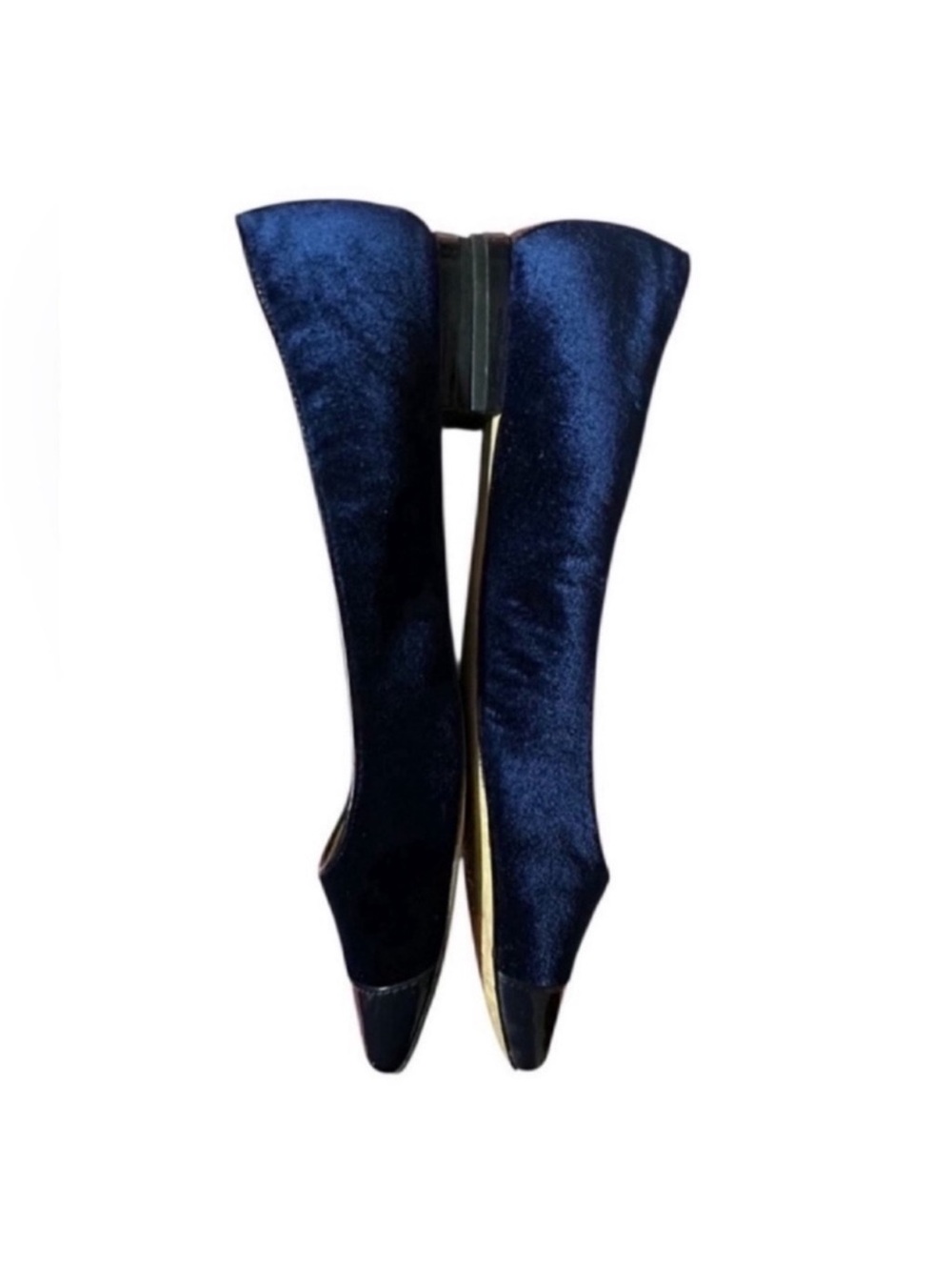 Talbots Navy Velvet Pointed Toe Flats with Patent Cap - Picture 6 of 8